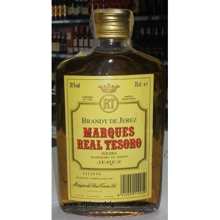 VINO JEREZ BRANDY MARQUES DE REAL TESORO PETACA 35 cl.